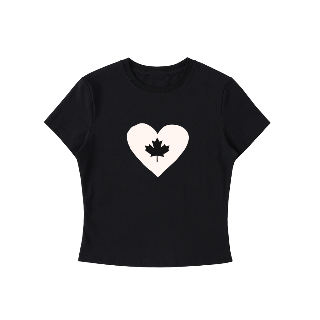 Canadian Heart Essential Bodycon Crewneck Black T-Shirt