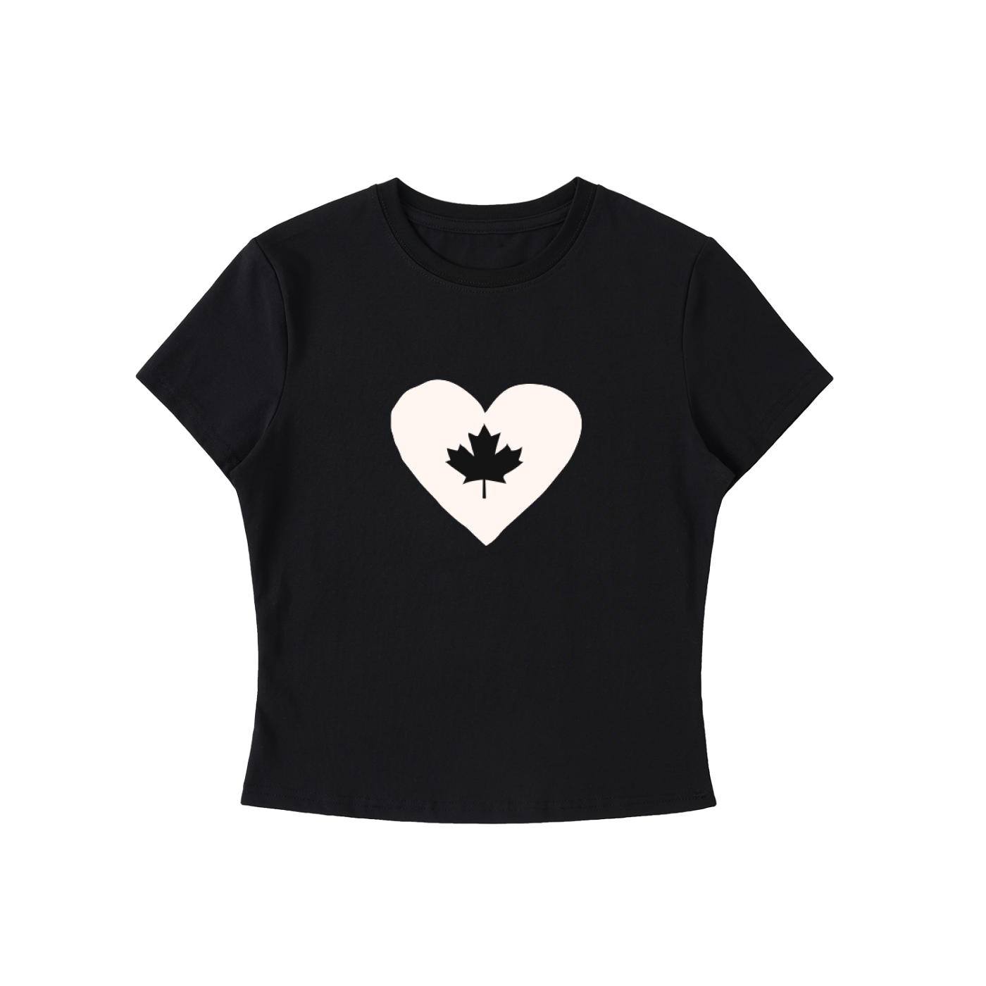 Canadian Heart Essential Bodycon Crewneck Black T-Shirt