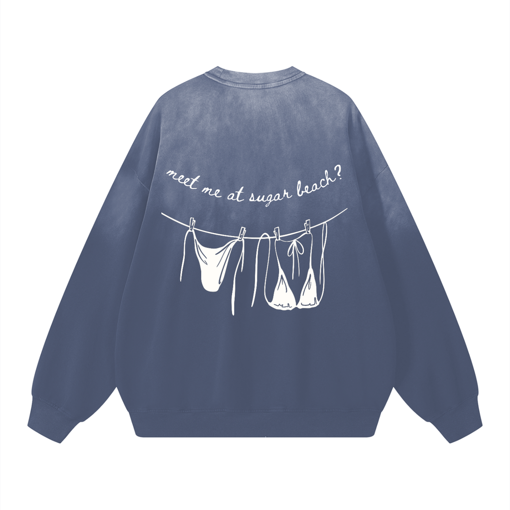 Sugar Beach Effortless Athleisure Cotton Handcrafted Washed Sweatshirt
