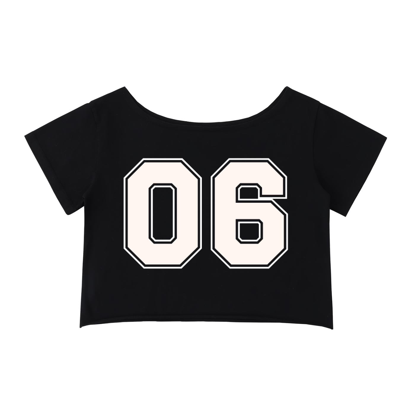 Off-Shoulder Rolled Hem Cotton T-Shirt