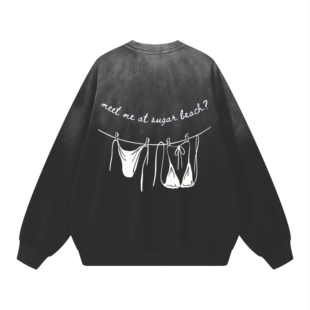 Sugar Beach Effortless Athleisure Cotton Handcrafted Washed Sweatshirt