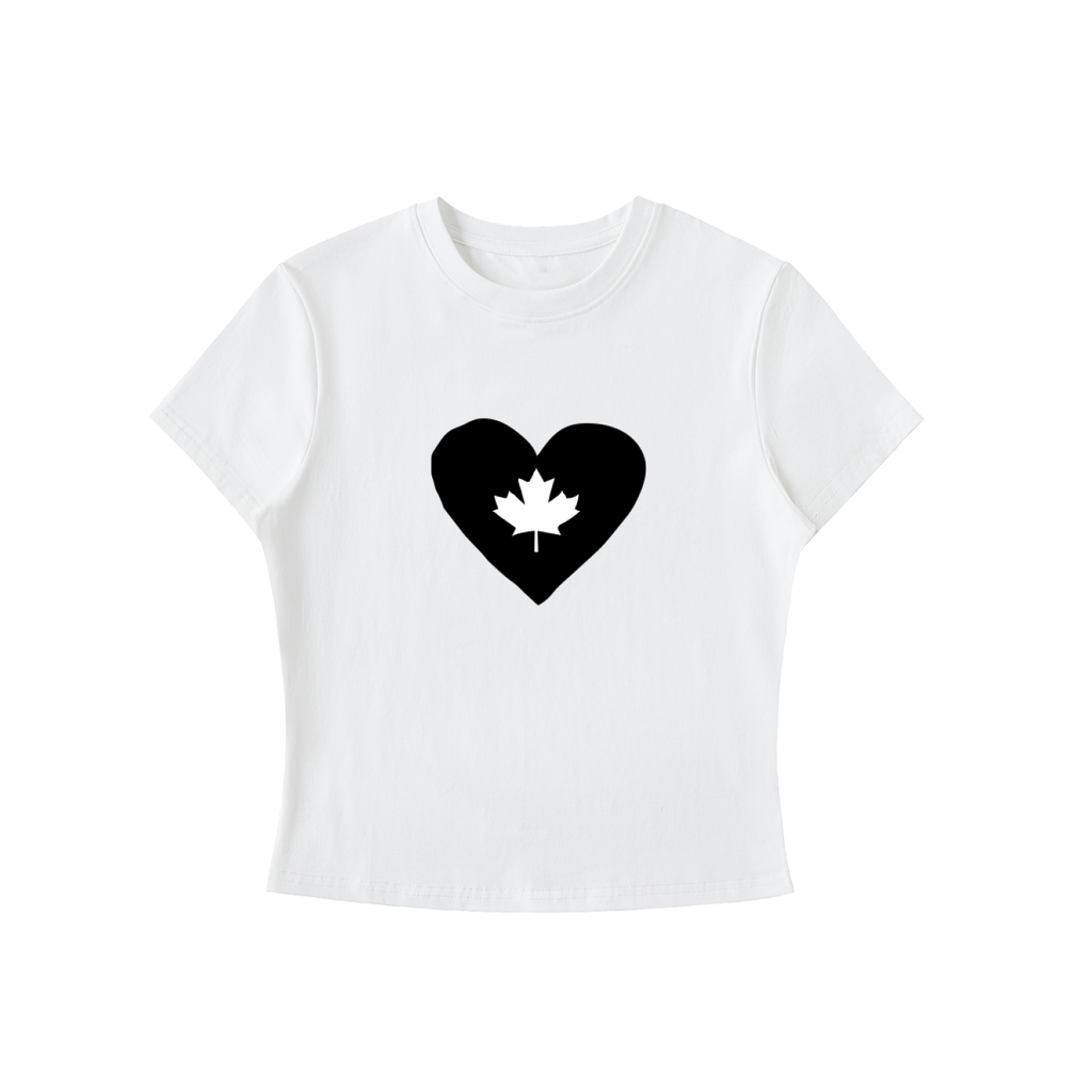 Canadian Heart Essential Bodycon Crewneck White T-Shirt