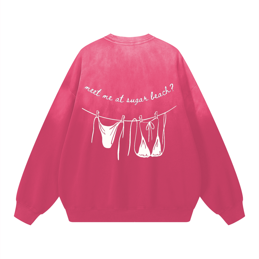 Sugar Beach Effortless Athleisure Cotton Handcrafted Washed Sweatshirt